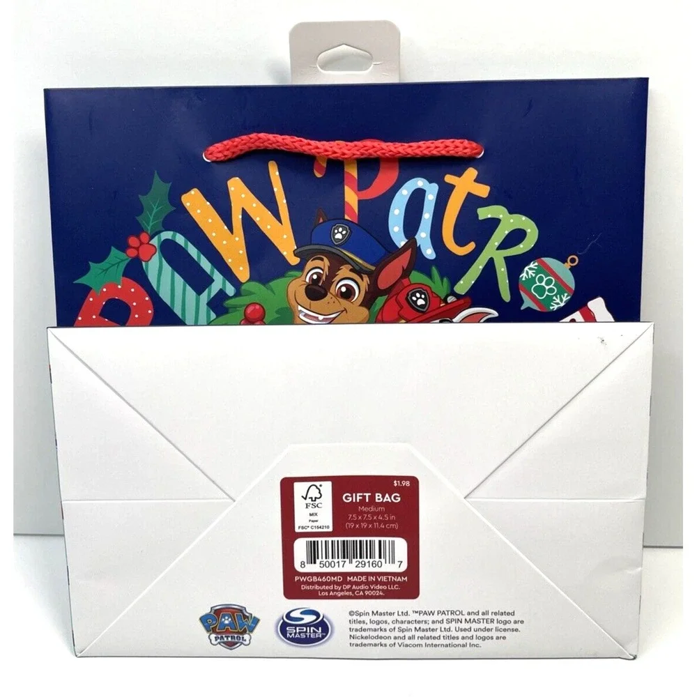Lot Set PAW PATROL Christmas Gift Bags (2) & Hanging Tags (2 Packs of 10)